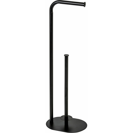 Aspen Freestanding Black Toilet Roll & Spare Paper Holder - Black