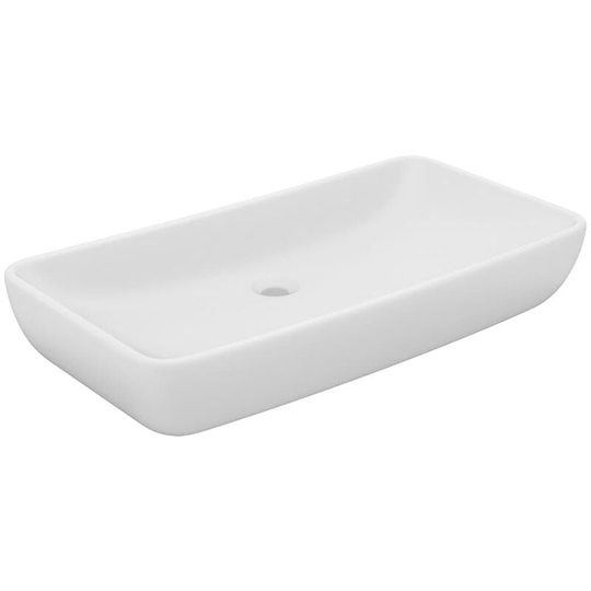 Luxury Basin Rectangular Matt White 71x38 cm Ceramic Vidaxl White