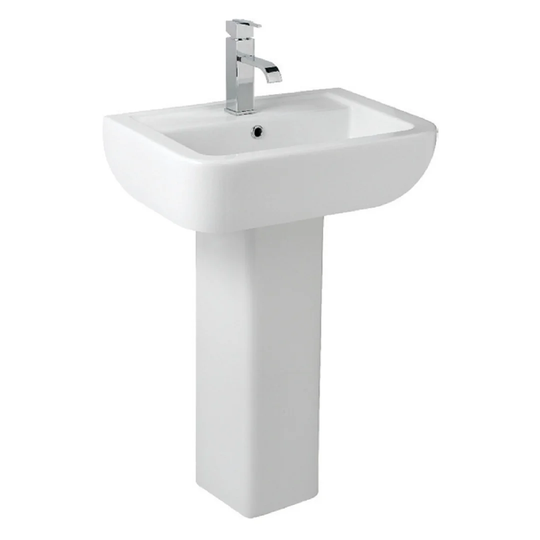 White Ceramic U-Shaped Bathroom Sink