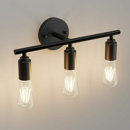 E27 Metal Bathroom Mirror Light Mirror Light with 3 Lights Bulb Not IncludedVintage Black Bathroom Industrial Style Bathroom Mirror Light Retro 40CM
