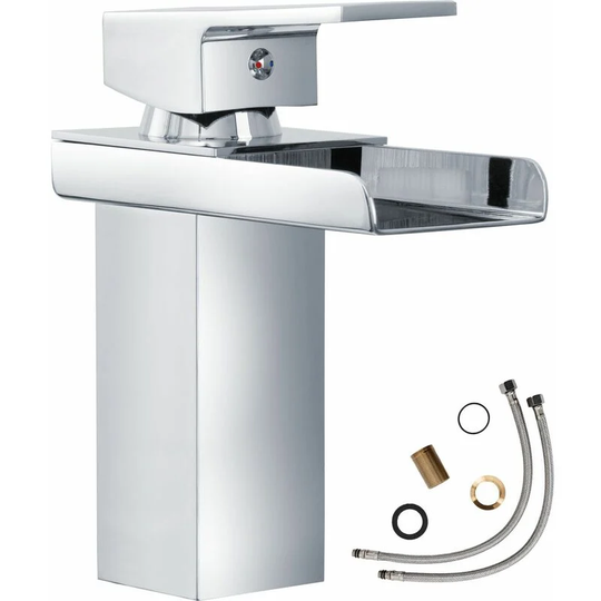 Tectake - Faucet waterfall open outlet - bathroom sink tap, faucet tap, bath and sink tap - grey