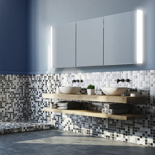 Paragon 120 Aluminium led Triple Door Bathroom Cabinet 700mm h x 1264mm w x 140mm d - HIB