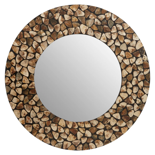 Blatteis Round Framed Wall Mounted Accent Mirror in Gold/Black/Brown