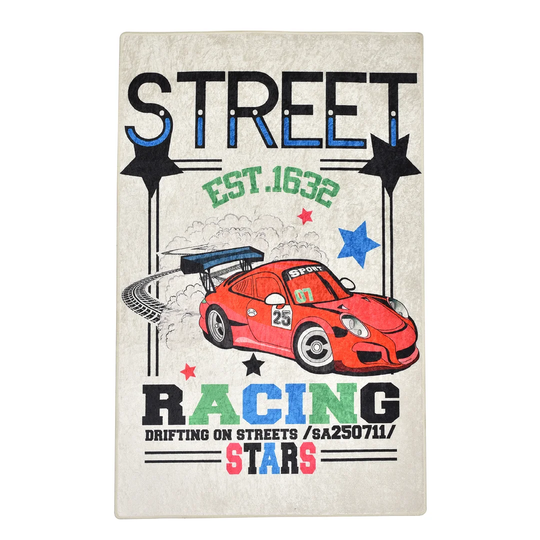 Singletary Shaggy Street Racing Cream Rug