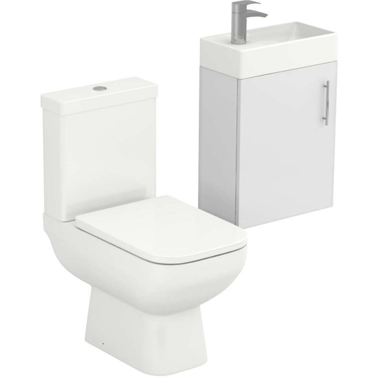 Wholesale Domestic - Nero Gloss White 400mm 1 Door Wall Hung Cloakroom Vanity Unit and Toilet Suite - White Gloss