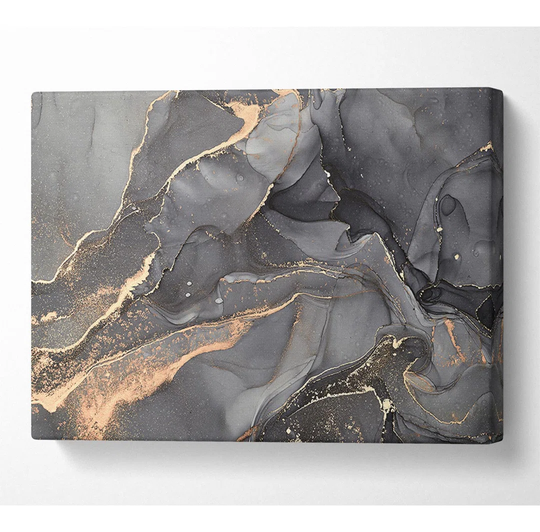 Dark Grey Smoke Glitter - Wrapped Canvas Painting Print