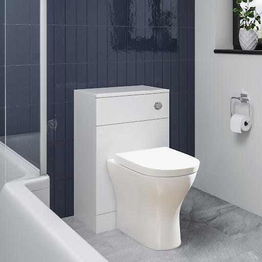 Alpine Matte White Concealed Cistern Unit & Arles Toilet - 500mm Width (300mm Depth)