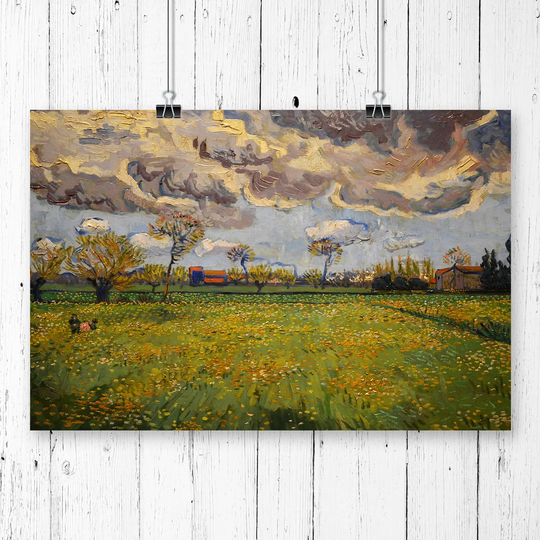 'Stormy Sky Landscape' by Vincent Van Gogh Painting Print