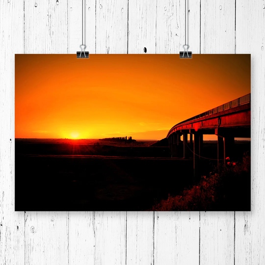 'Landscape Beautiful Sunset & Bridge' Graphic Art
