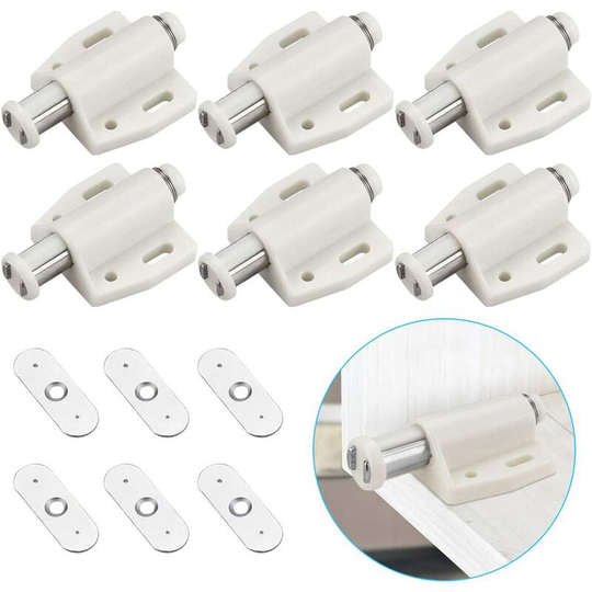 Perlerare - 6 pcs Magnetic Snap Catch Plastic Magnetic Catch Soft Close Magnetic Catch for Door Cabinet Drawer Cupboard Sliding Bedroom Kitchen