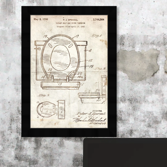 'Toilet Seat 1956 Parchment' Framed Graphic Art