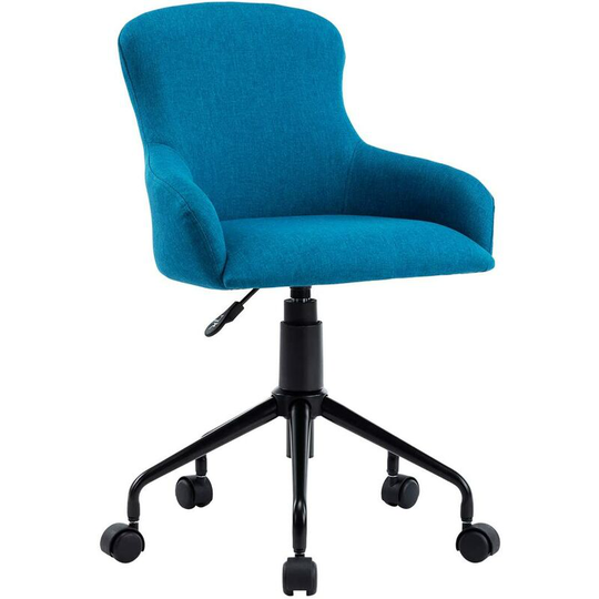 More4homes Cecil Linen Swivel Desk Study Home Office Computer Chair Livingroom Bedroom Armchair Blue - Blue