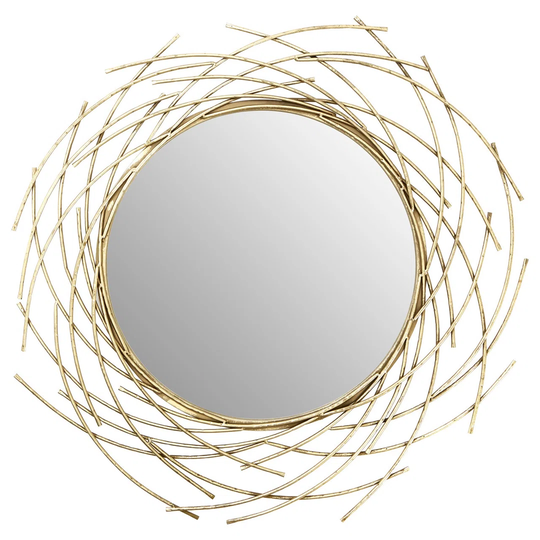 Deidre Sunburst Framed Wall Mounted Accent Mirror in Gold