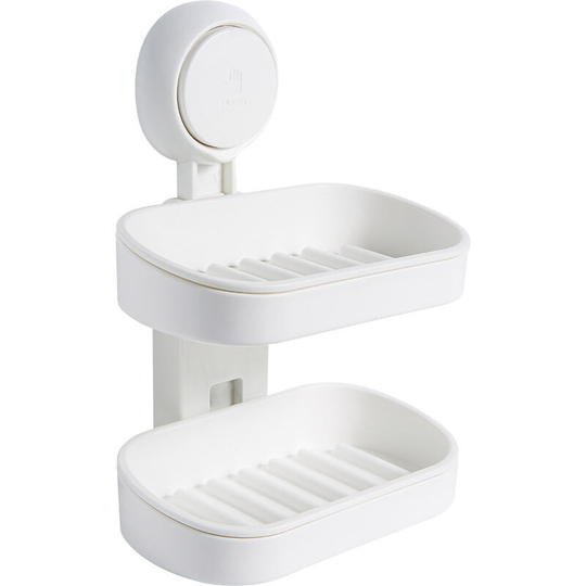 Wall Mounted Suction Cup Soap Dish Bathroom Toilet Detachable Double Layer Soap Holder Drain Soap Dish