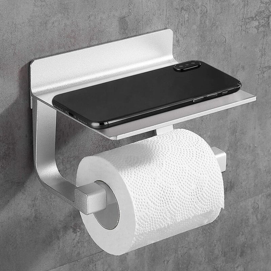 Toilet paper toilet paper toilet paper Fort toilet paper holder, self-adhesive, silver aluminum