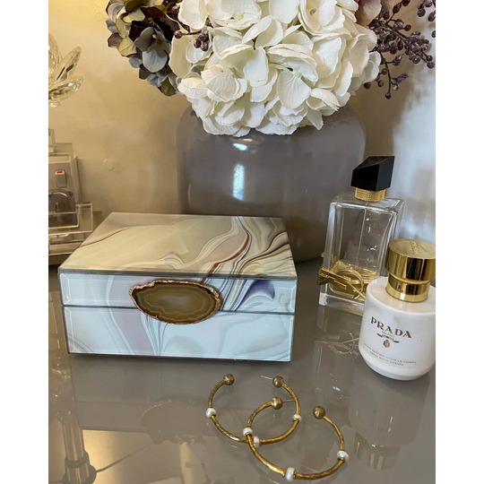 All-Natural Agate Stone Glass Jewellery Box