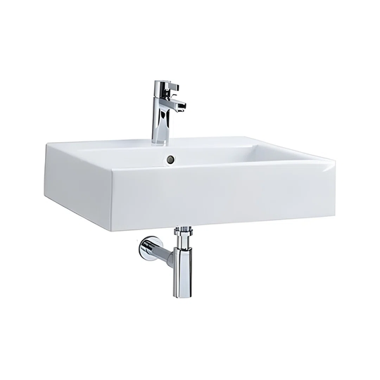 Schramm White Ceramic Rectangular Wall Mount Bathroom Sink with Overflow