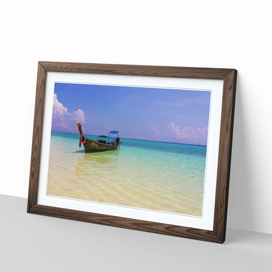 'Longboat Boat in Thailand Seascape' Framed Photographic Print