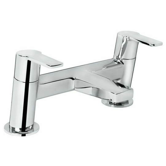 Pisa Modern Bath Filler Double Lever Tap Luxurious Chrome Deck Mounted - Silver - Bristan