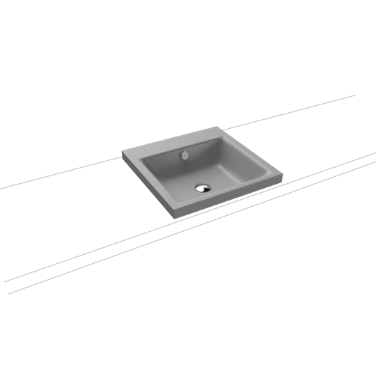 Grey Steel Enamel Square Bathroom Sink with Overflow