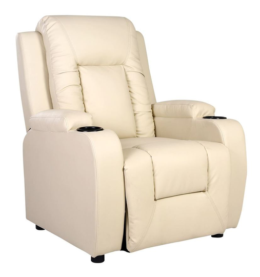 Oscar leather recliner w drink holders armchair sofa chair reclining cinema cream