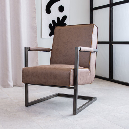 Industrial Leather Armchair Tiger Taupe - Taupe