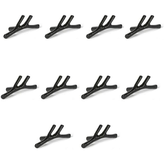 Sunflowergb - Set of 10 Vintage Zinc Alloy Branch Shaped Door Knobs for Cabinet, Drawer, Closet, Kitchen Cabinet, Bedroom (Black)
