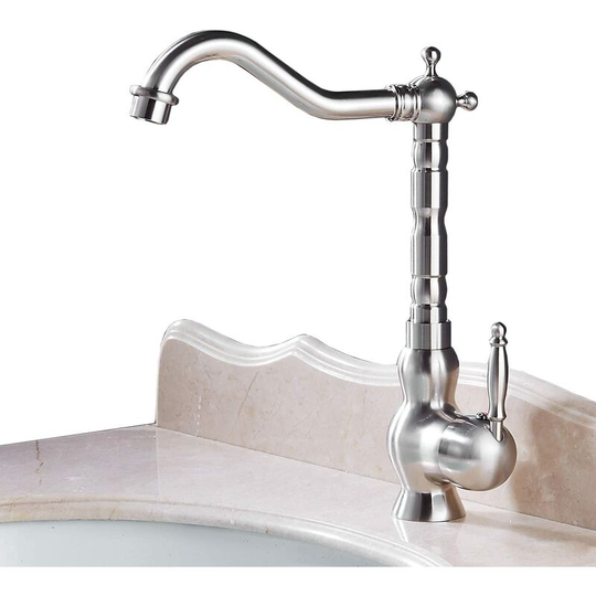 Kitchen Faucet, Black Kitchen Sink Mixer Tap with High Spout, 360° Swivel Kitchen Faucet, Anodized Silver