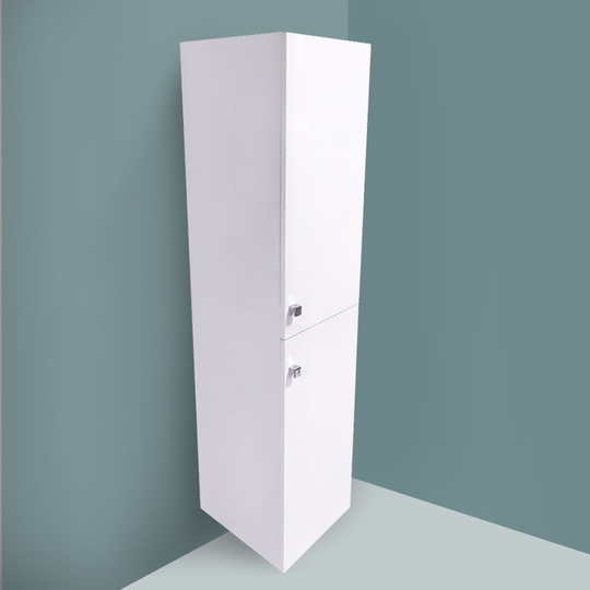Gloss White 1400mm Tall Cupboard Wall Hung Cabinet Bathroom Furniture 2 Door