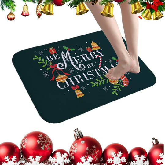 Perle Rare - Christmas carpet, non-slip bath mat, bathroom mat, washable floor mat, flannel floor mat, highly absorbent mat(dark green mat)