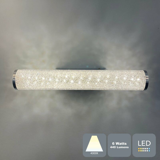 Modern Crushed Crystal Energy Saving led Bathroom Mirror Light Wall Light IP44, Natural White (4000K)