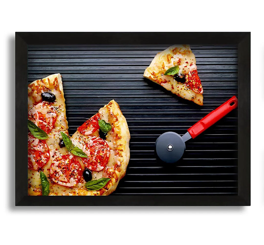 Pizza Sliced - Picture Frame Graphic Art on Canvas