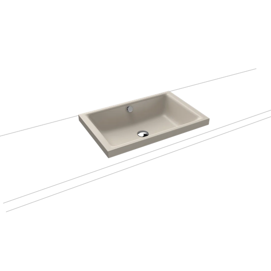 Light Grey Steel Enamel Rectangular Inset Basin Bathroom Sink with Overflow