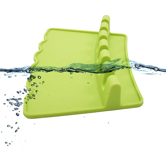 Silicone Utensil Installation Kitchen Spoon Stand With Drainer Spoon Rest/Utensil Rest (green)
