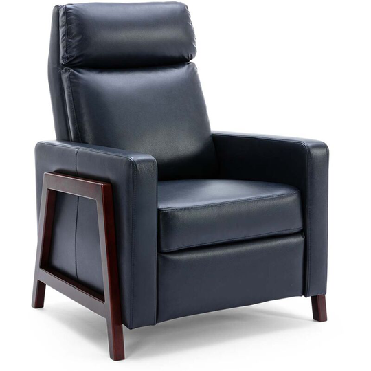 Riley push back soft air leather modern reclining armchair accent home cenema recliner chair blue - Blue