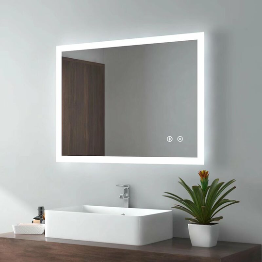 Emke - Bathroom led Mirror 600 x 800 mm, Frameless Illuminated Wall-Mounted Bathroom Backlight Mirror with Demister Pad, Touch Switch, Bluetooth