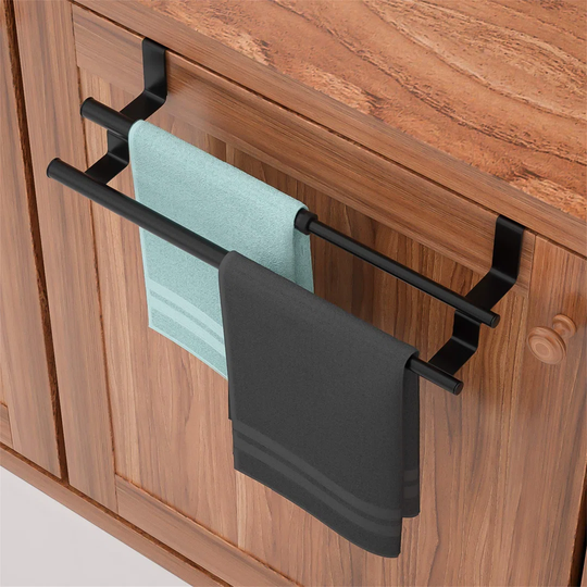 Kitchen Towel Rail Over The Door Towel Holder Tea Towel Holder, Expandable & Double,Towel Rack No Drilling,For Cupboard Drawers Kitchen Towel Radiator