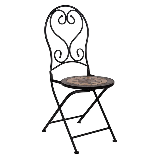 Outdoor Chair, Shabby Chic Style, Iron Outdoor Chair, 46X39h98 Cm, Black Color