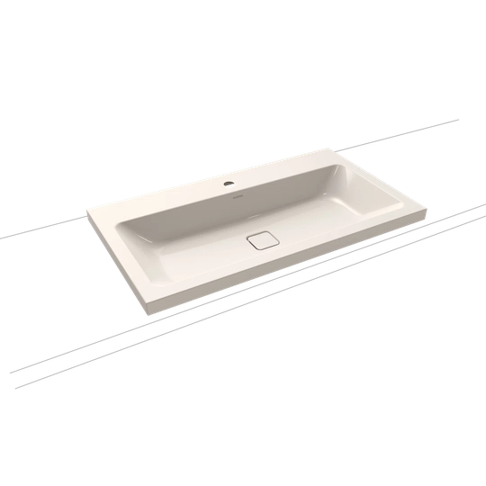 Pergamon Beige Steel Enamel Rectangular Inset Basin Bathroom Sink