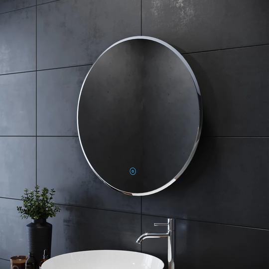 Arnbruster Round Lighted Fog Free Bathroom Mirror in Silver