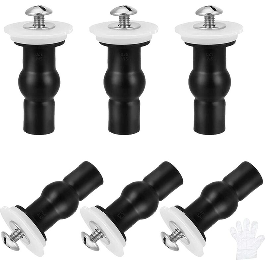 6 toilet seat screws, toilet seat fixings, rubber expansion screws toilet mounting hinges blind hole plastic washers nut and 3 pairs of disposable
