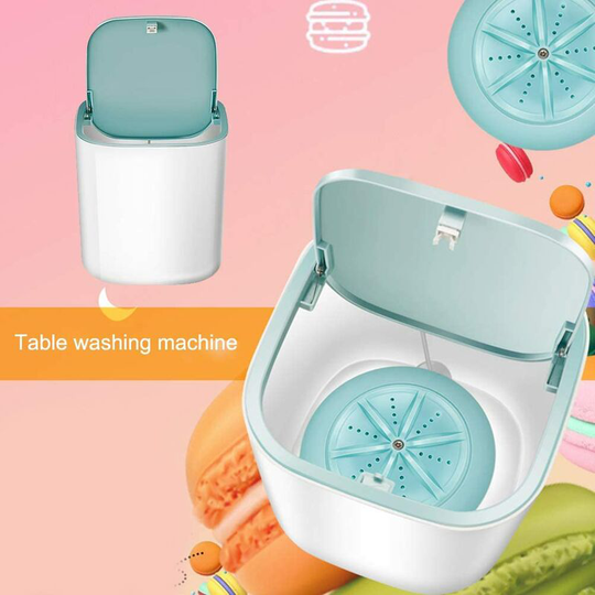Portable washing machine, usb ultrasonic turbine, mini portable washing machine for underwear, baby clothes, travel, blue