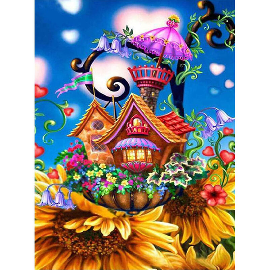 5D Garden House Diamond Painting Kits 12 x 16 inch G34 for Adults diy Full Drill Art Blue Daisy Bathtub Picture, Diamond Art Rhinestone Home Wall