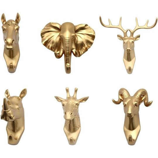 Betterlifegb - Clothes Hook 6pcs Wall Crochet Animal Crochet Towel Holder Hook Towel Holder Universal Gold