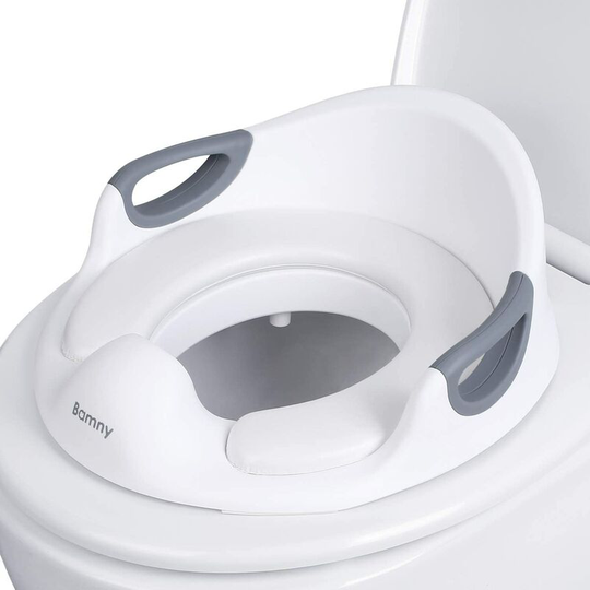 Potty Training Toilet Seat for Kids, Toddlers Toilet Trainer Ring for Boys or Girls with Splash Guard, Handles and Backrest, Apply to Round and Oval