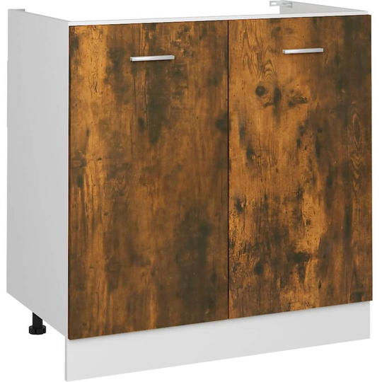 Sink Bottom Cabinet Smoked Oak 80x46x81.5 cm Engineered Wood Vidaxl Brown