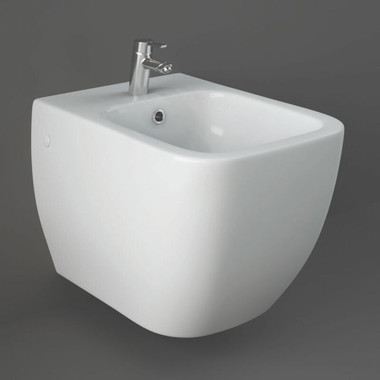 Rakceramics - rak Metropolitan Wall Hung Bidet 525mm Projection 1 Tap Hole (Tap Not Included)