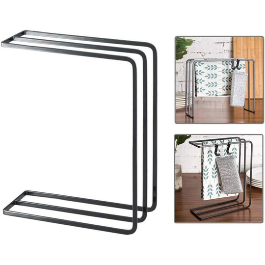 Tier Free Standing Kitchen Towel Rack, Kitchen Towel Rack Hand Towel Rack Shelves Towel Holder Washcloth Towel Rack, 25×10×30cm,Black