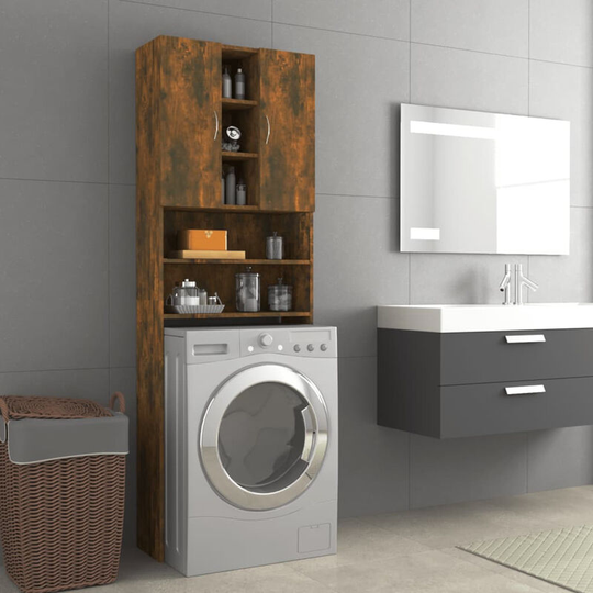 Asupermall - Washing Machine Cabinet Smoked Oak 64x25.5x190 cm