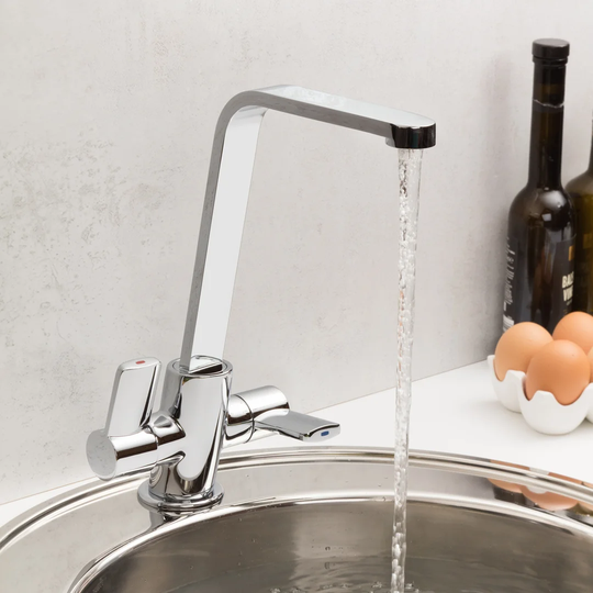 Alpina Mid Sky Pull Down Touch Twin Lever Monobloc Tap in , Silver